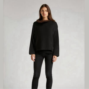 Mel & Lisa Vintage Silk Cashmere Blend Mink Fur Black Medium